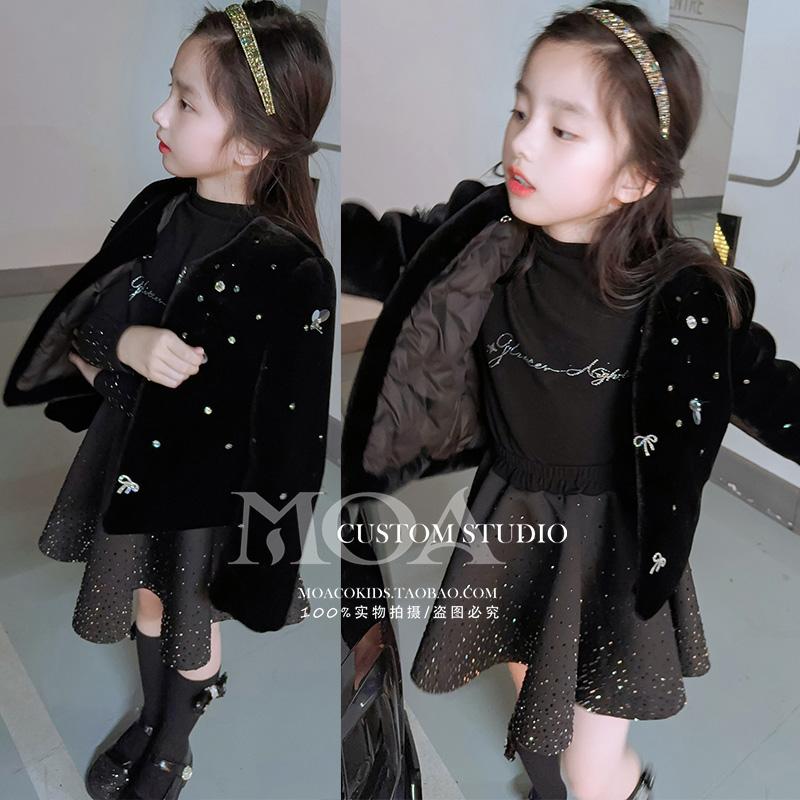 韩国女童羽绒服2025新款冬季洋气公主小香风儿童短款冬装皮草外套