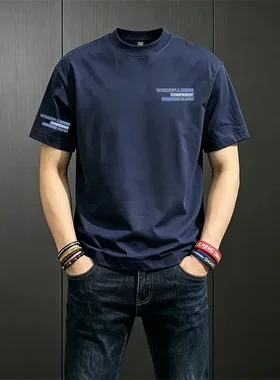 夏季美式潮牌纯棉宽松男短袖T恤