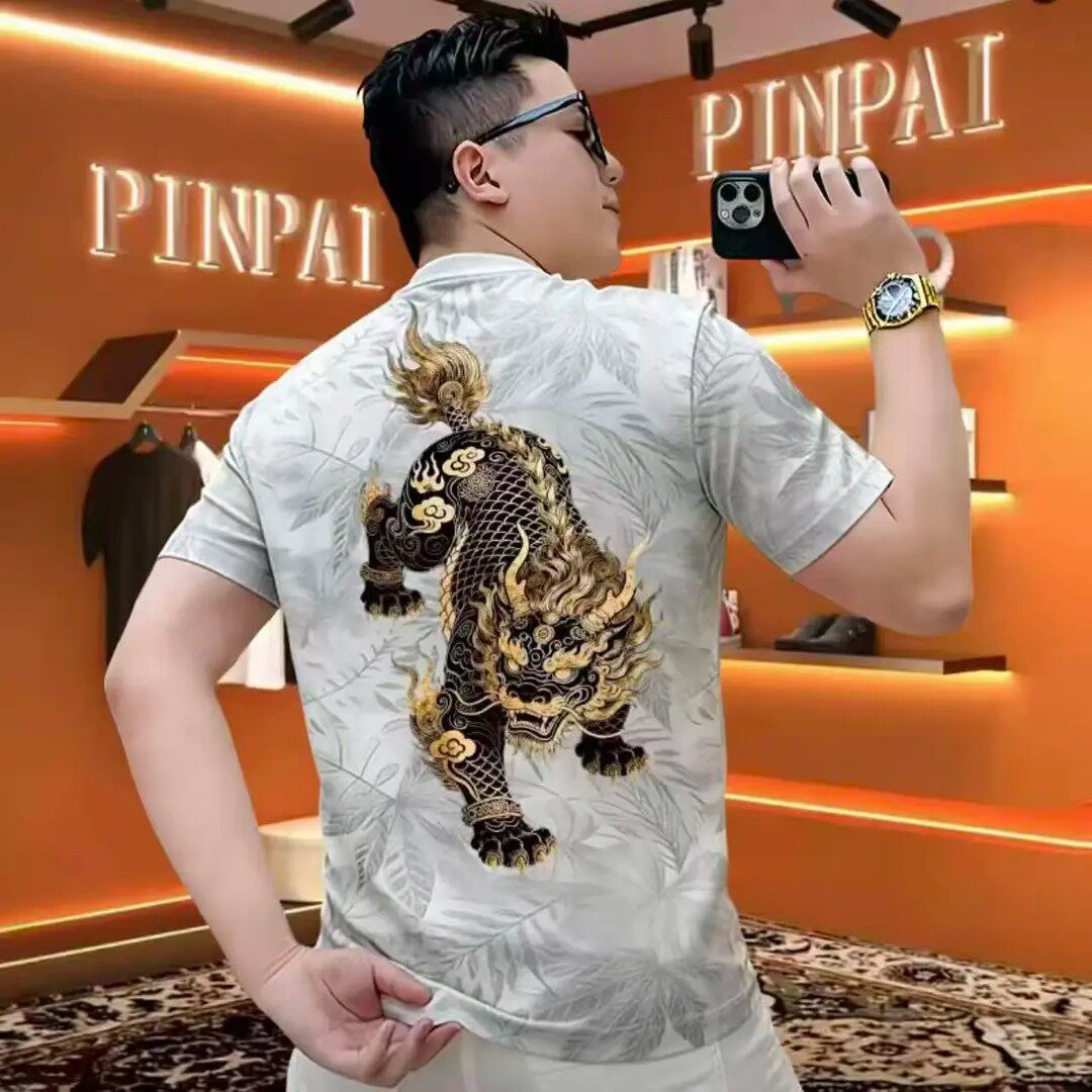 白色t桖男2026ins圆领枫叶印花上衣男半袖T恤衫韩版休闲男短袖t恤