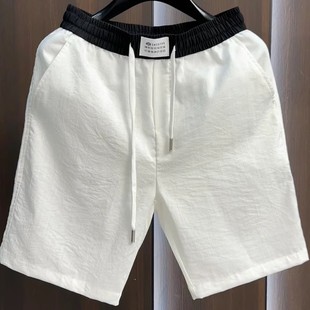 男士 休闲亚麻短裤 纯色百搭时尚 五分裤 夏季 潮流透气直筒沙滩裤 新款