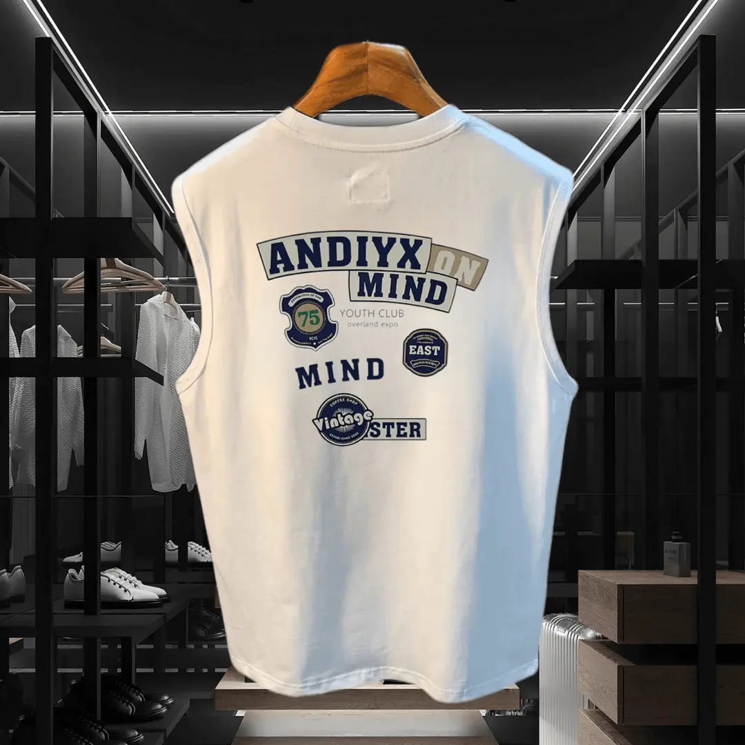 夏季新款时尚纯棉圆领男士ins潮流外穿百搭休闲无袖背心T恤个性男