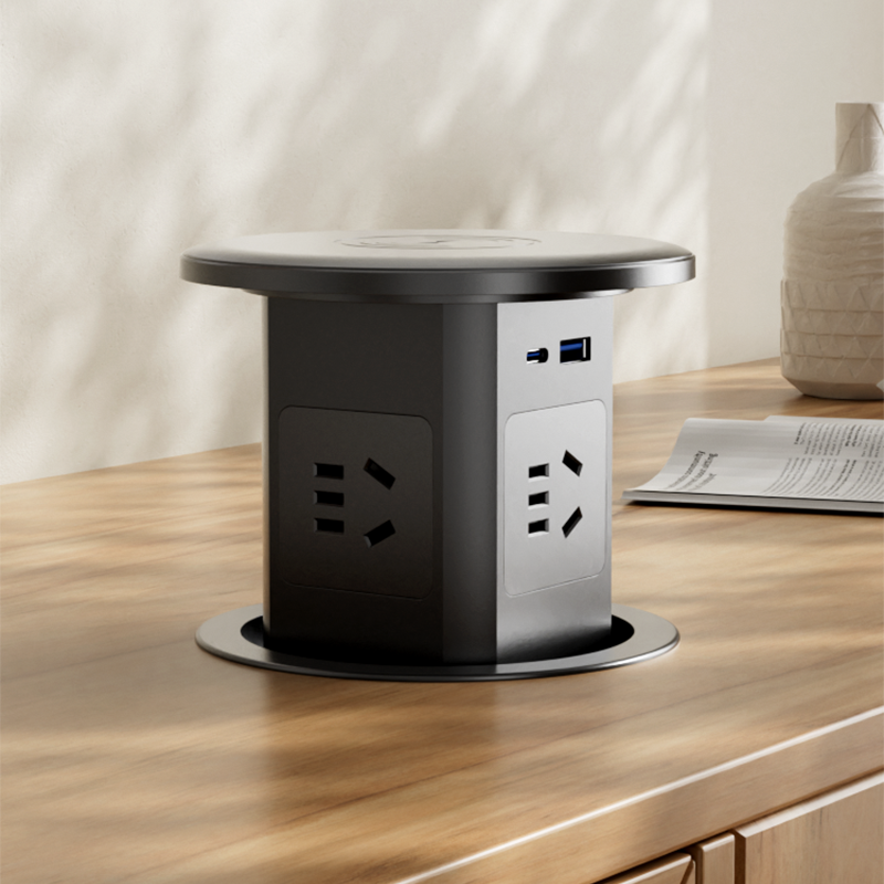 气动升降插座台面隐藏嵌入式厨房桌面五孔USB排插式无线充电,电子/电工,升降插座,淘宝优惠券,粉丝福利购,淘宝优惠卷