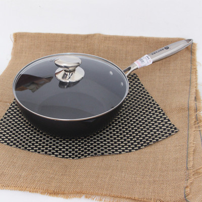 日式精铁炒菜锅涂层平底加厚