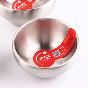 富尔兴超厚304不锈钢碗双层防烫宝宝碗高度加厚吃饭碗汤碗12-15cm
