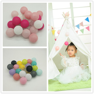 儿童帐篷装饰串灯led彩灯公主城堡小房子挂灯室内玩具屋棉线球灯