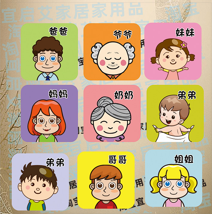 杯子姓名贴爸爸妈妈宝宝贴纸标记家庭成员物品毛巾盆子标识贴防水