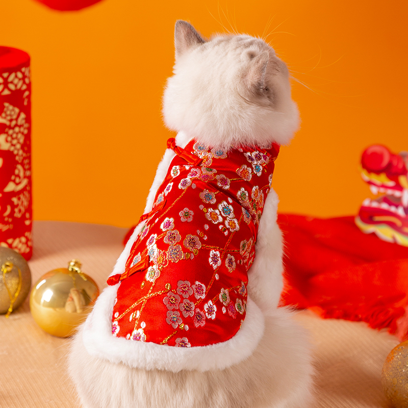 猫咪时尚新年烫金马甲