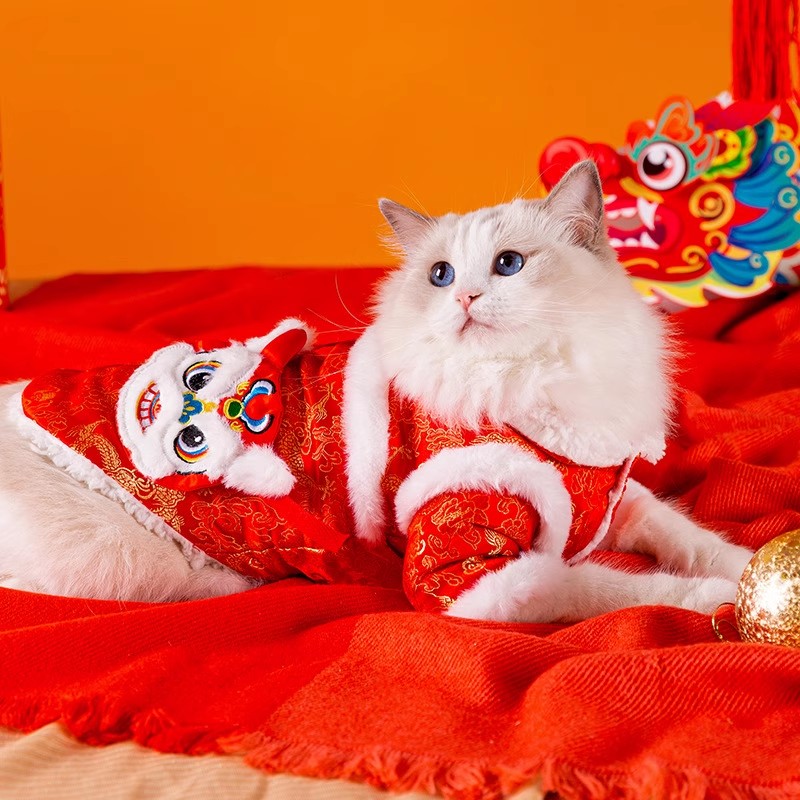 宠物猫咪新年款烫金挎包棉衣秋季冬款冬天保暖衣服防掉毛布偶英短