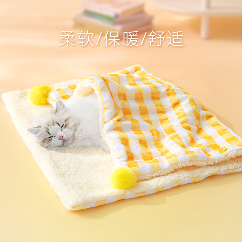 神经猫宠物满印格子毛毯