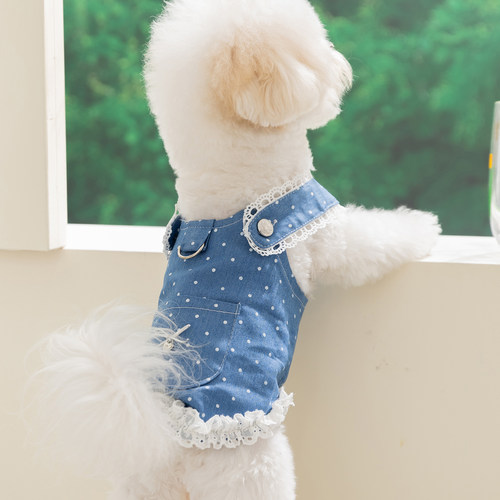 新款春装夏季薄款宠物牛仔裙子泰迪比熊博美猫咪约克夏小狗狗衣服