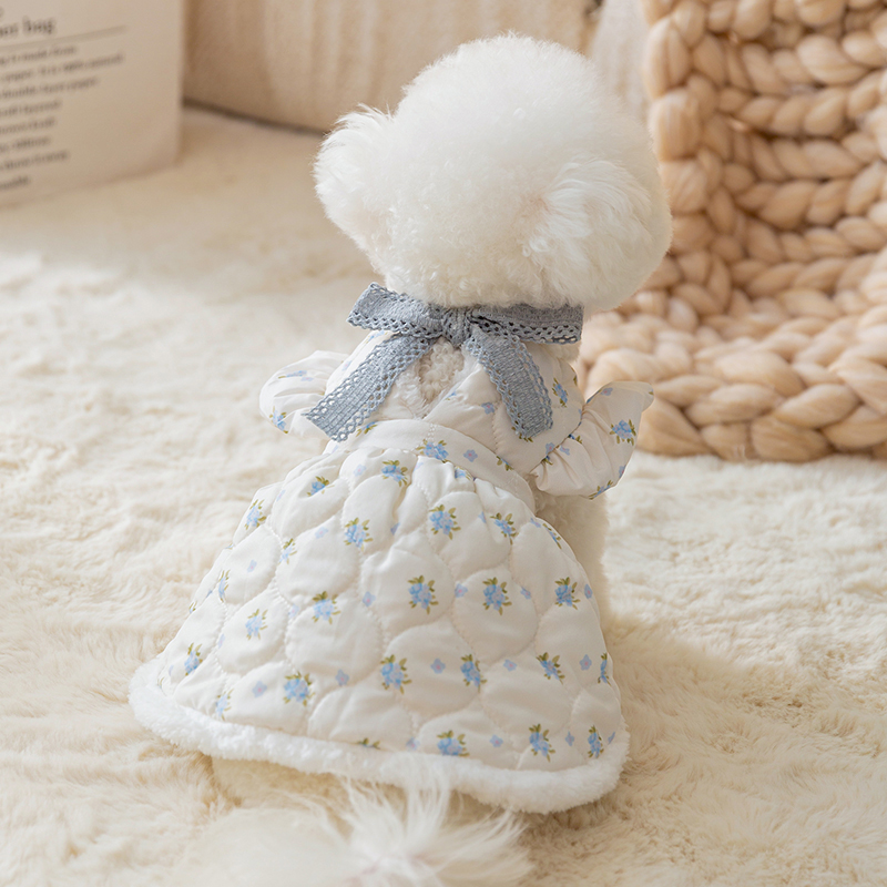 狗狗裙子小清新棉衣冬季加厚保暖小型犬泰迪西高地小狗狗两脚衣服