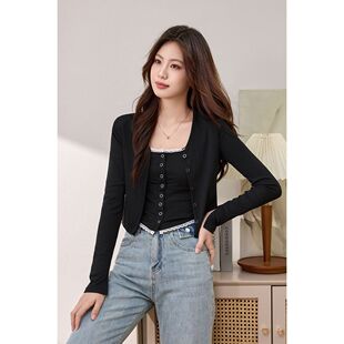 吊带开衫两件套上衣2026新款早春夏季薄款针织韩系叠穿女长袖修身