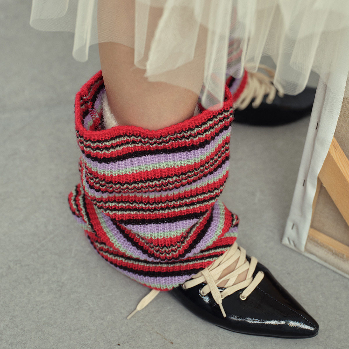 设计师款宽大条纹堆堆羊毛混纺针织袜套女秋冬季搭配款毛线小腿套,女士内衣/男士内衣/家居服,中筒袜,淘宝优惠券,粉丝福利购,淘宝优惠卷