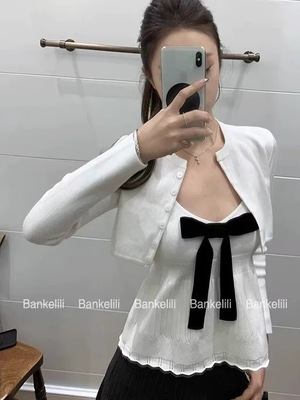 板栗可可Bankelili'古堡少女'针织开衫外套吊带套装初秋穿搭上衣