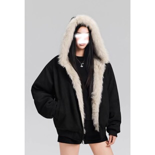 Achock官方店麂皮加厚保暖毛领座山雕棉袄重磅棉衣防风外套男