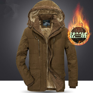 JPDUN旗舰店外套男装冬装棉衣工作服法兰绒厚休闲中长款棉服保暖