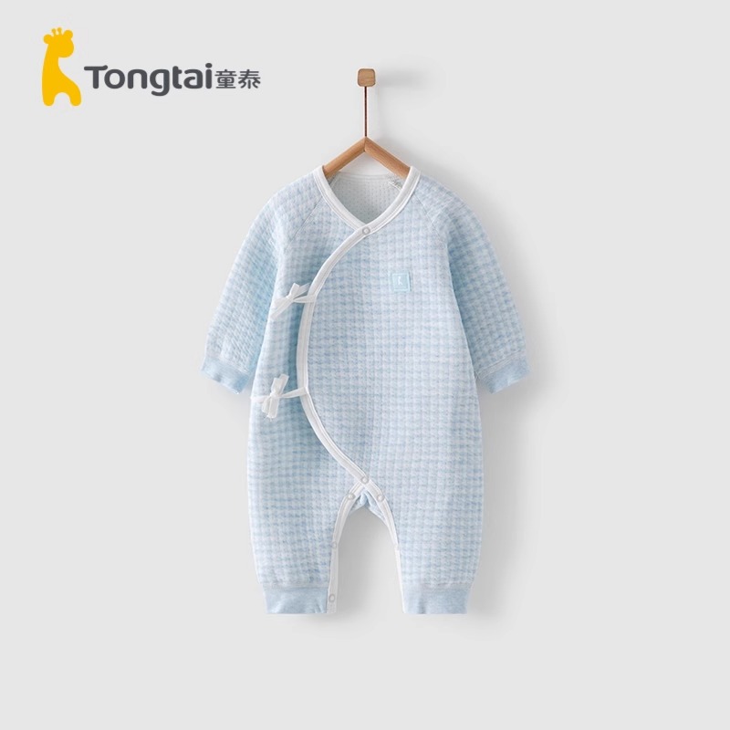 童泰加厚保暖柔软偏开连体哈衣