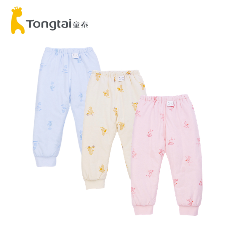 童泰秋冬1-4岁宝宝纯棉100克薄棉裤男女童居家夹棉裤保暖长裤子
