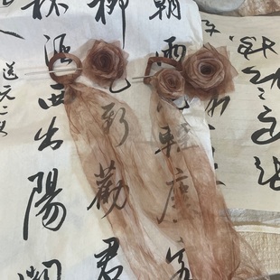 禅意小众古风温柔花朵簪子皱褶扎染新中式汉服丝巾旗袍发饰女