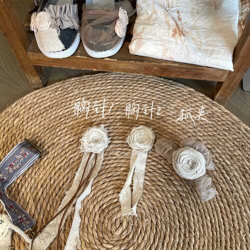 手作禅意温柔花朵胸花流浪废土风流苏新中式小众发夹两用配饰胸针
