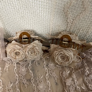 手作花朵抓夹法式复古温柔古风烧毁玫瑰新中式小众森系鲨鱼夹发饰