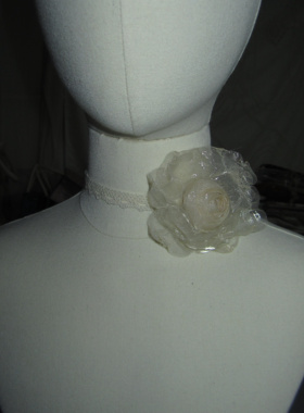 原创手工玫瑰复古蕾丝仙女白色颈链choker颈花洛丽塔手腕花项链