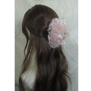 原创新中式手工玫瑰古韵蕾丝花朵抓夹发夹早春仙气新中粉头饰发饰