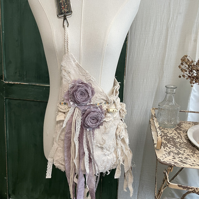 手作棉麻流浪风废土花朵斜挎包古风艺术生旅行民族风文艺单肩包