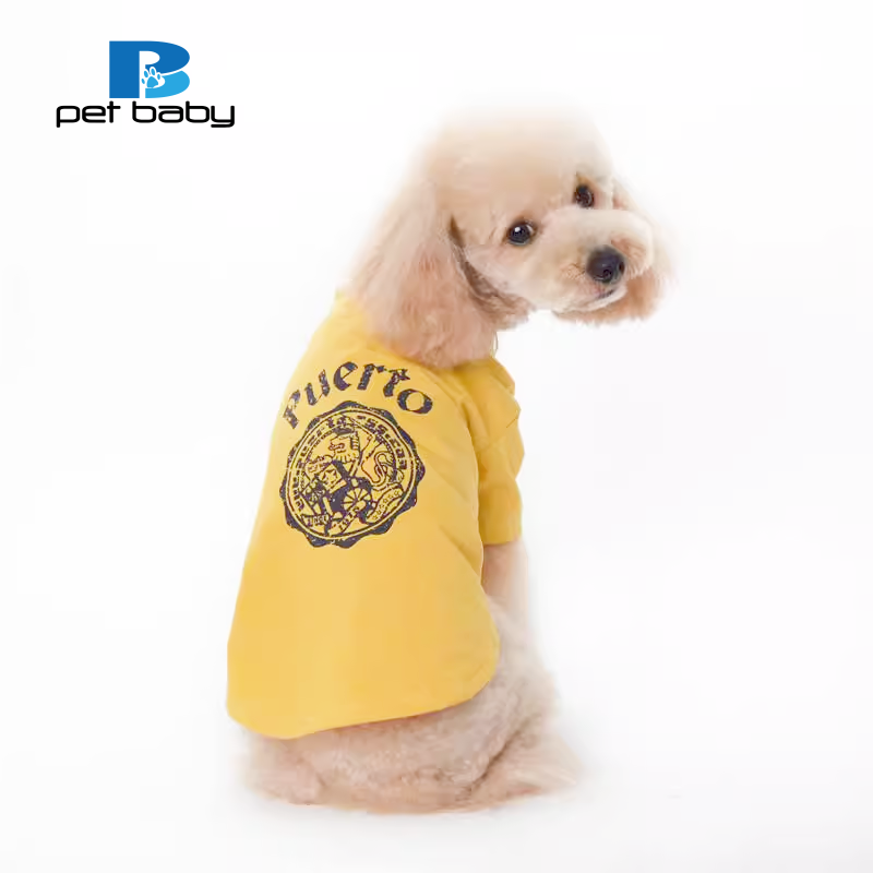 宠物衣服打底衫泰迪比熊吉娃娃狗狗春夏黄色白色纯棉休闲运动体恤