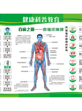 健康科普百病之源人体动脉血管微循环障碍身体的影响变化海报印制