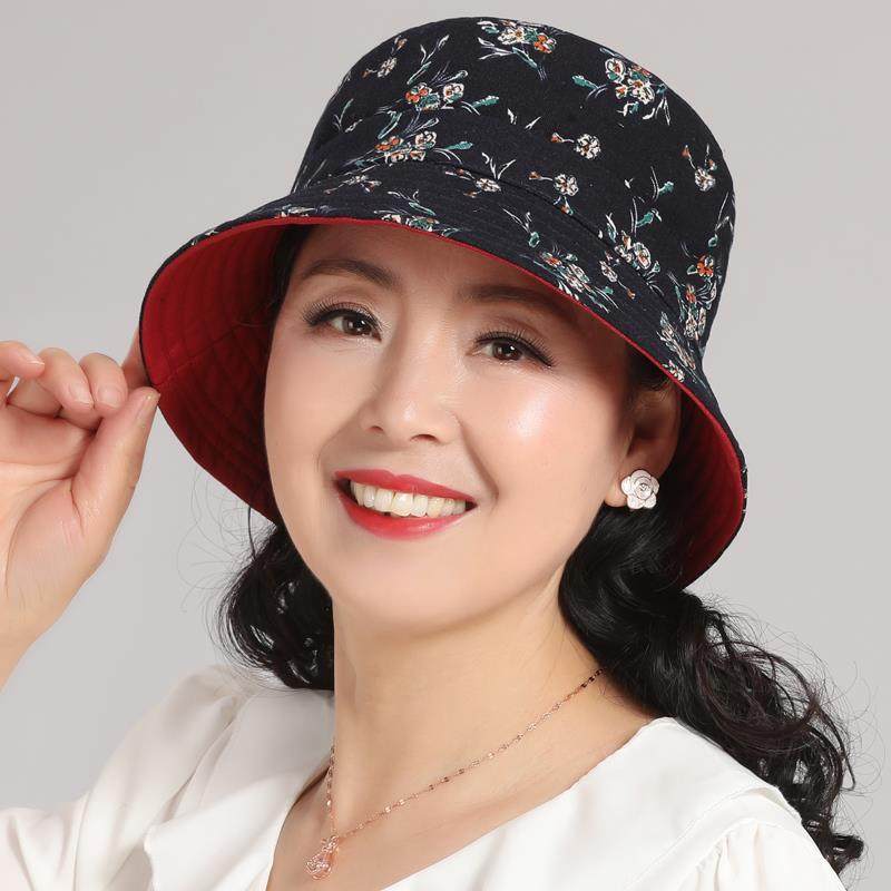 夏季防晒洋气薄款奶奶老太太春秋妈妈渔夫帽中老年人戴的帽子女士