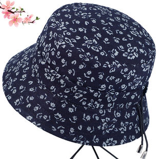 女士中老年人夏季碎花透气太阳帽春夏季妈妈遮阳帽薄凉帽防晒盆帽