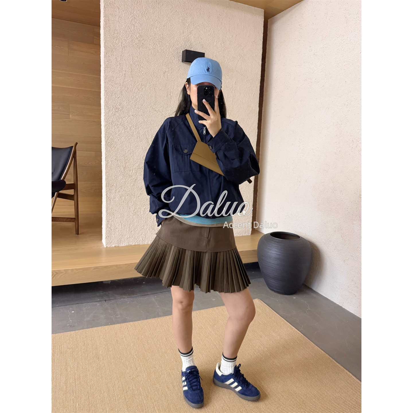 大罗Daluo25秋新款 复古老钱精致撞色格纹内衬无性别老爹拉链夹克