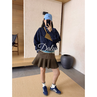 大罗Daluo25秋新款 复古老钱精致撞色格纹内衬无性别老爹拉链夹克