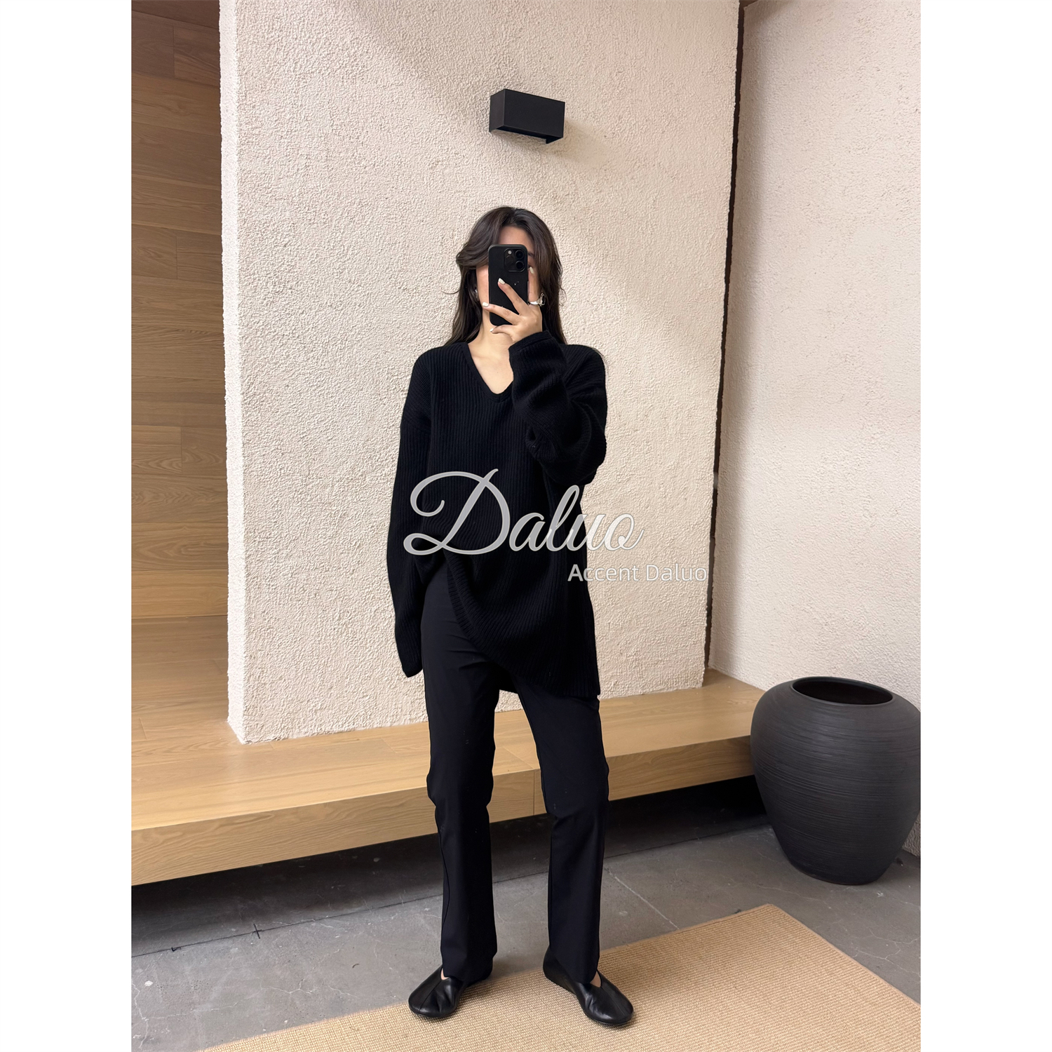 ACCENT DALUO腿精本精 加绒加厚8/9分弹力显瘦百搭小黑裤女微喇裤