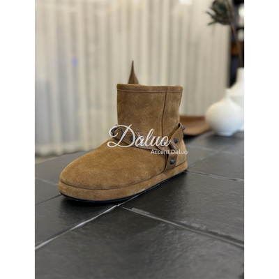 大罗Daluo 牛反绒保暖纯羊毛内里时尚百搭中筒雪地靴女25冬新款