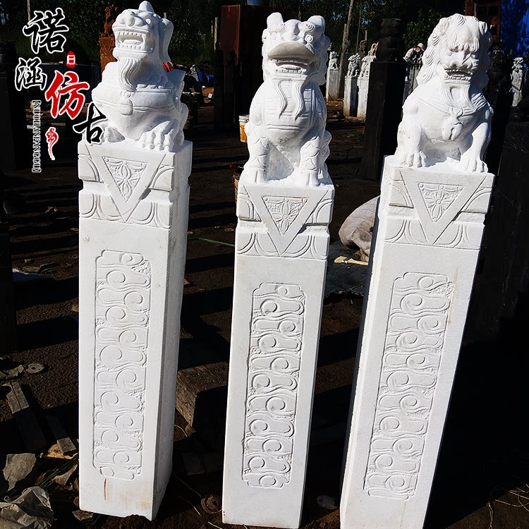 栓马桩汉白玉狮子拴马桩麒麟栓马柱貔貅石柱子十二生肖拴马桩石柱
