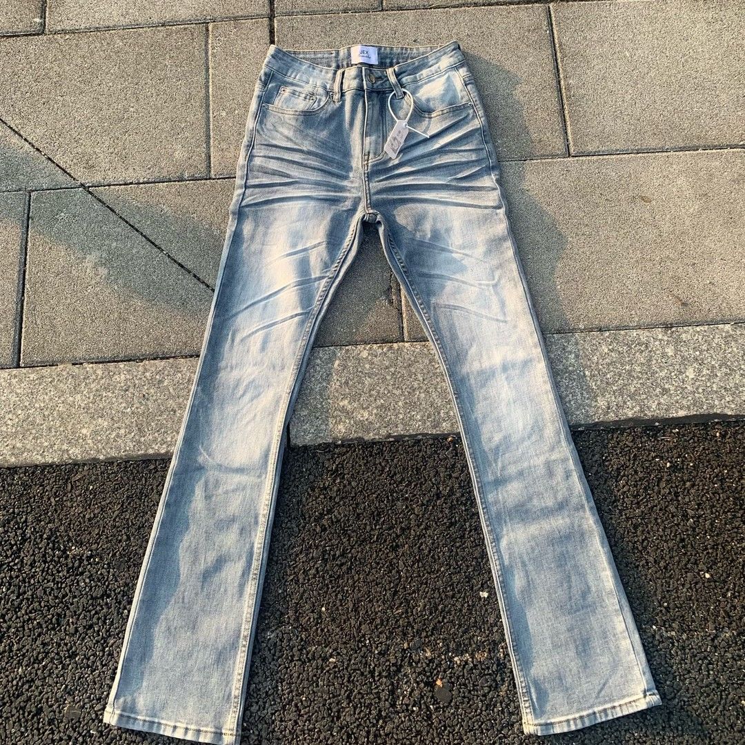 纪璇蓝冰3.0牛仔裤男女美式cleanfit水洗修身弹力微喇高街vibe图片