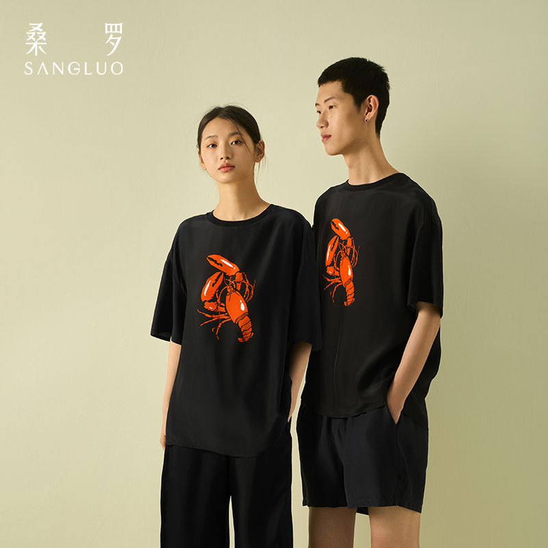 真丝t恤无性别男女同款情侣上衣