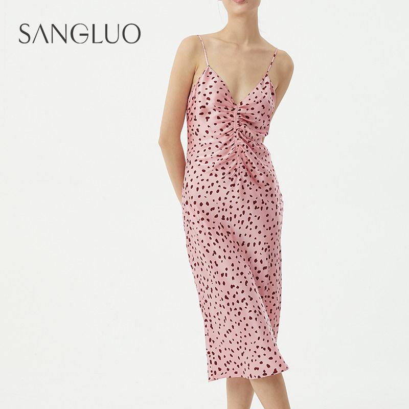 桑罗真丝吊带睡裙长款性感甜酷新年系列afterparty礼服裙派对睡衣