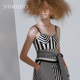 SANGLUO 黑白条纹桑蚕丝吊带上衣女可外穿 FANG设计师限量款