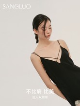 桑罗真丝睡裙桑蚕丝吊带蕾丝拼接复古睡衣女士家居服春夏丝绸外穿