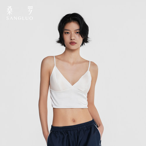 内搭外穿桑罗美背文胸弹力桑蚕丝