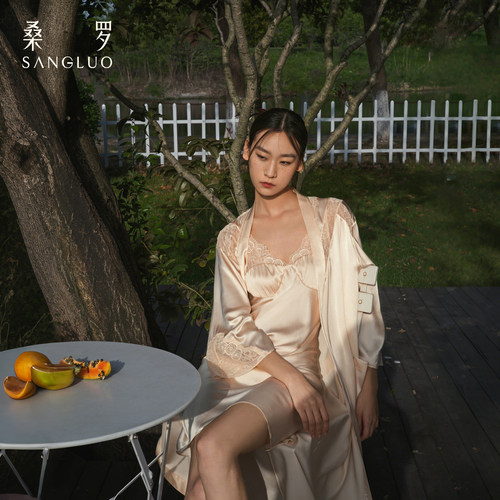 聂九罗同款』100%桑蚕丝法式睡袍