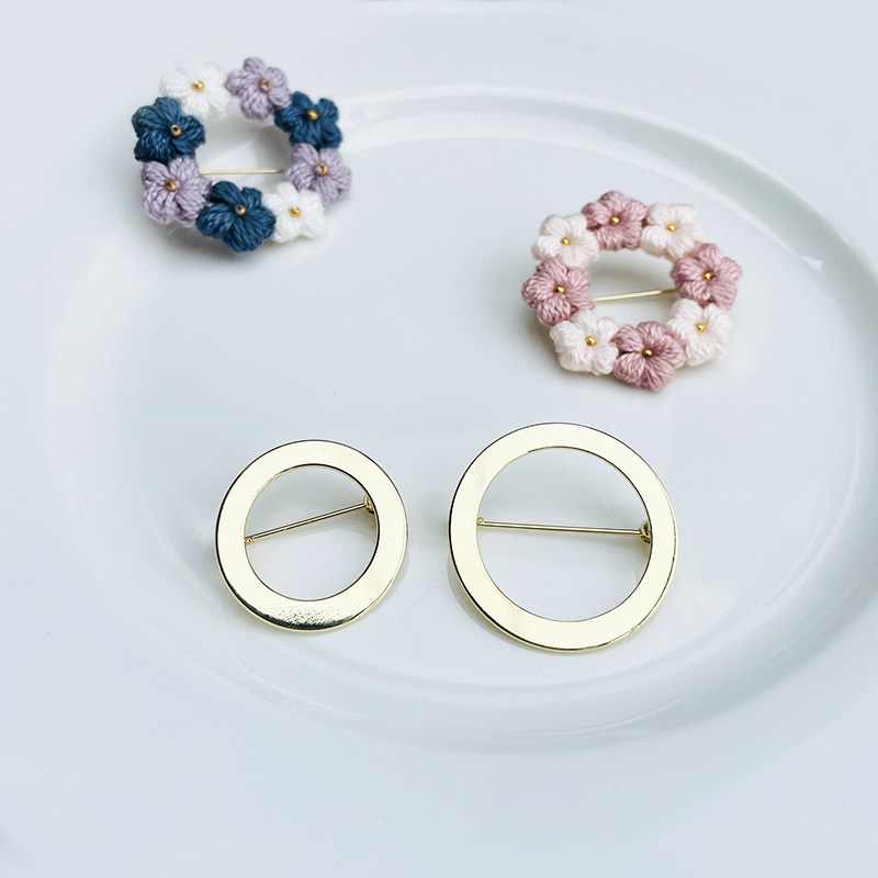 么么鱼手工diy微钩胸针饰品 保色合金几何圆形胸针胸花配件开衫扣