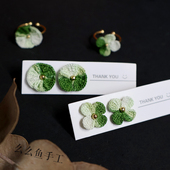 么么鱼手工diy新手微钩 荷叶耳钉花朵耳环戒指材料包教程创意礼物