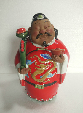 陶瓷石湾公仔送礼财神爷工艺品