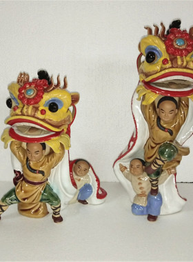 黄飞鸿醒狮石湾公仔送礼工艺品