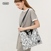 FREEIN原创格子印花托特包小众休闲斜挎包上课电脑帆布包女大容量