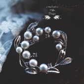 ｛花团锦簇｝花环天然珍珠贝母淡水珍珠胸针高贵气质强光